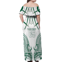Custom Hawaii Volleyball Off Shoulder Maxi Dress Polynesian Pattern - Polynesian Pride