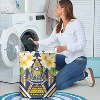 Nauru Independence Day Laundry Basket Coat Of Arms With Plumeria - Polynesian Pride