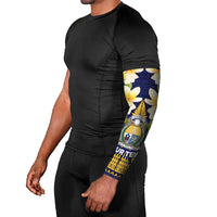 Personalised Nauru Independence Day Arm Sleeves Coat Of Arms With Plumeria - Polynesian Pride