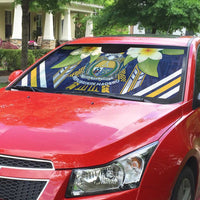 Nauru Independence Day Auto Sun Shade Coat Of Arms With Plumeria - Polynesian Pride