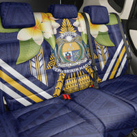 Nauru Independence Day Back Car Seat Cover Coat Of Arms With Plumeria - Polynesian Pride