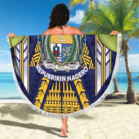 Nauru Independence Day Beach Blanket Coat Of Arms With Plumeria - Polynesian Pride