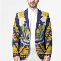 Personalised Nauru Independence Day Blazer Coat Of Arms With Plumeria - Polynesian Pride