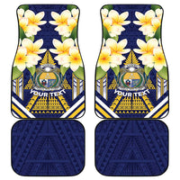 Personalised Nauru Independence Day Car Mats Coat Of Arms With Plumeria - Polynesian Pride