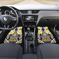 Personalised Nauru Independence Day Car Mats Coat Of Arms With Plumeria - Polynesian Pride