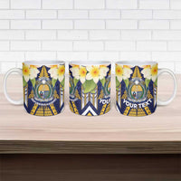 Personalised Nauru Independence Day Ceramic Mug Coat Of Arms With Plumeria - Polynesian Pride