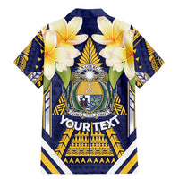 Personalised Nauru Independence Day Family Matching Mermaid Dress and Hawaiian Shirt Coat Of Arms With Plumeria - Polynesian Pride