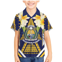 Personalised Nauru Independence Day Family Matching Mermaid Dress and Hawaiian Shirt Coat Of Arms With Plumeria - Polynesian Pride