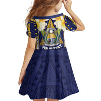 Personalised Nauru Independence Day Family Matching Off Shoulder Short Dress and Hawaiian Shirt Coat Of Arms With Plumeria LT05 - Polynesian Pride
