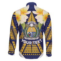 Personalised Nauru Independence Day Family Matching Off Shoulder Short Dress and Hawaiian Shirt Coat Of Arms With Plumeria LT05 - Polynesian Pride