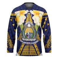 Personalised Nauru Independence Day Hockey Jersey Coat Of Arms With Plumeria - Polynesian Pride