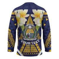 Personalised Nauru Independence Day Hockey Jersey Coat Of Arms With Plumeria - Polynesian Pride