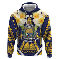 Personalised Nauru Independence Day Hoodie Coat Of Arms With Plumeria - Polynesian Pride
