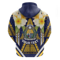 Personalised Nauru Independence Day Hoodie Coat Of Arms With Plumeria - Polynesian Pride