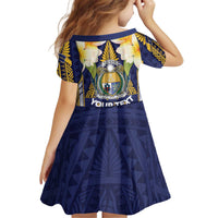 Personalised Nauru Independence Day Kid Short Sleeve Dress Coat Of Arms With Plumeria LT05 - Polynesian Pride