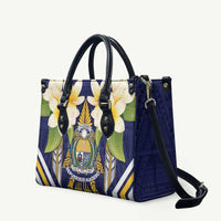 Nauru Independence Day Leather Bag Coat Of Arms With Plumeria - Polynesian Pride