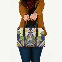 Nauru Independence Day Leather Bag Coat Of Arms With Plumeria - Polynesian Pride