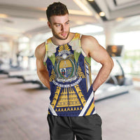 Personalised Nauru Independence Day Men Tank Top Coat Of Arms With Plumeria - Polynesian Pride