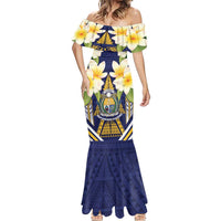 Personalised Nauru Independence Day Mermaid Dress Coat Of Arms With Plumeria LT05 - Polynesian Pride