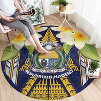 Nauru Independence Day Round Carpet Coat Of Arms With Plumeria - Polynesian Pride