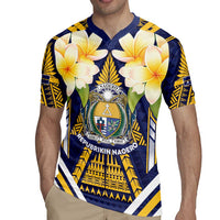 Personalised Nauru Independence Day Rugby Jersey Coat Of Arms With Plumeria - Polynesian Pride