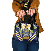 Nauru Independence Day Shoulder Handbag Coat Of Arms With Plumeria - Polynesian Pride