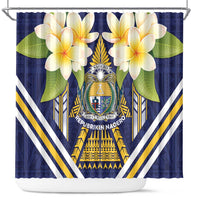 Nauru Independence Day Shower Curtain Coat Of Arms With Plumeria - Polynesian Pride