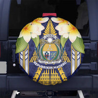 Nauru Independence Day Spare Tire Cover Coat Of Arms With Plumeria - Polynesian Pride