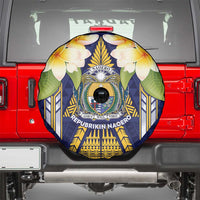Nauru Independence Day Spare Tire Cover Coat Of Arms With Plumeria - Polynesian Pride