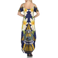 Personalised Nauru Independence Day Summer Maxi Dress Coat Of Arms With Plumeria - Polynesian Pride
