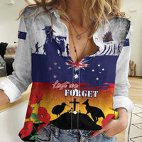 New Zealand And Australia ANZAC Last Post Women Casual Shirt LT05 Female Blue - Polynesian Pride