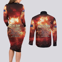 Honouring The ANZAC Spirit Couples Matching Long Sleeve Bodycon Dress and Long Sleeve Button Shirt Gallipoli Lest We Forget