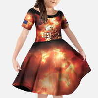 Honouring The ANZAC Spirit Family Matching Long Sleeve Bodycon Dress and Hawaiian Shirt Gallipoli Lest We Forget LT05 Daughter's Dress Red - Polynesian Pride
