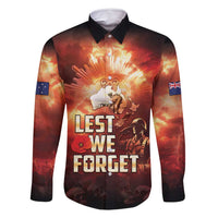 Honouring The ANZAC Spirit Family Matching Off Shoulder Short Dress and Hawaiian Shirt Gallipoli Lest We Forget LT05 Dad's Shirt - Long Sleeve Red - Polynesian Pride