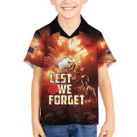 Honouring The ANZAC Spirit Family Matching Off Shoulder Short Dress and Hawaiian Shirt Gallipoli Lest We Forget LT05 Son's Shirt Red - Polynesian Pride