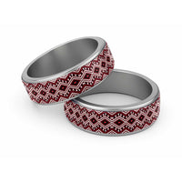New Zealand Aotearoa Classic Ring Red Taniko Art Maori Pattern LT05 Sliver Red - Polynesian Pride
