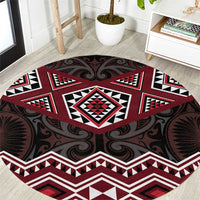 New Zealand Aotearoa Round Carpet Red Taniko Art Maori Pattern LT05 Red - Polynesian Pride
