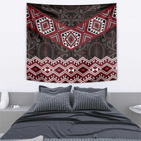 New Zealand Aotearoa Tapestry Red Taniko Art Maori Pattern