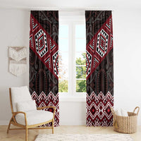 New Zealand Aotearoa Window Curtain Red Taniko Art Maori Pattern LT05 - Polynesian Pride
