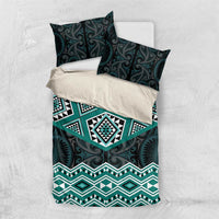 New Zealand Aotearoa Bedding Set Turquoise Taniko Art Maori Pattern LT05 US Twin 172cm x 218cm Turquoise - Polynesian Pride