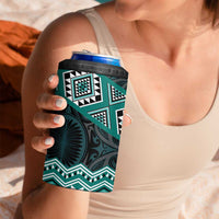 New Zealand Aotearoa 4 in 1 Can Cooler Tumbler Turquoise Taniko Art Maori Pattern LT05 - Polynesian Pride