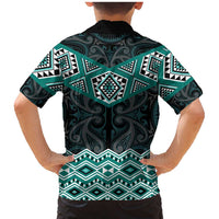 New Zealand Aotearoa Family Matching Mermaid Dress and Hawaiian Shirt Turquoise Taniko Art Maori Pattern LT05 - Polynesian Pride