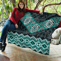New Zealand Aotearoa Quilt Turquoise Taniko Art Maori Pattern LT05 - Polynesian Pride
