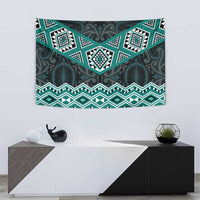 New Zealand Aotearoa Tapestry Turquoise Taniko Art Maori Pattern