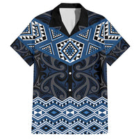 New Zealand Aotearoa Family Matching Long Sleeve Bodycon Dress and Hawaiian Shirt Blue Taniko Art Maori Pattern LT05 Dad's Shirt - Short Sleeve Blue - Polynesian Pride
