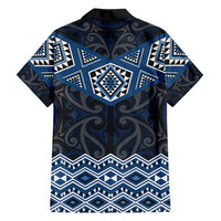 New Zealand Aotearoa Family Matching Short Sleeve Bodycon Dress and Hawaiian Shirt Blue Taniko Art Maori Pattern LT05 - Polynesian Pride