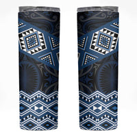 New Zealand Aotearoa Skinny Tumbler Blue Taniko Art Maori Pattern LT05 Blue - Polynesian Pride