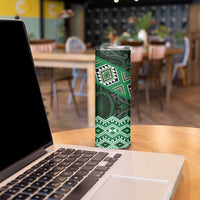 New Zealand Aotearoa Skinny Tumbler Green Taniko Art Maori Pattern LT05 - Polynesian Pride