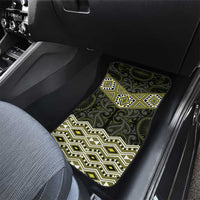 New Zealand Aotearoa Car Mats Yellow Taniko Art Maori Pattern