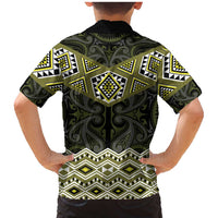 New Zealand Aotearoa Family Matching Mermaid Dress and Hawaiian Shirt Yellow Taniko Art Maori Pattern LT05 - Polynesian Pride